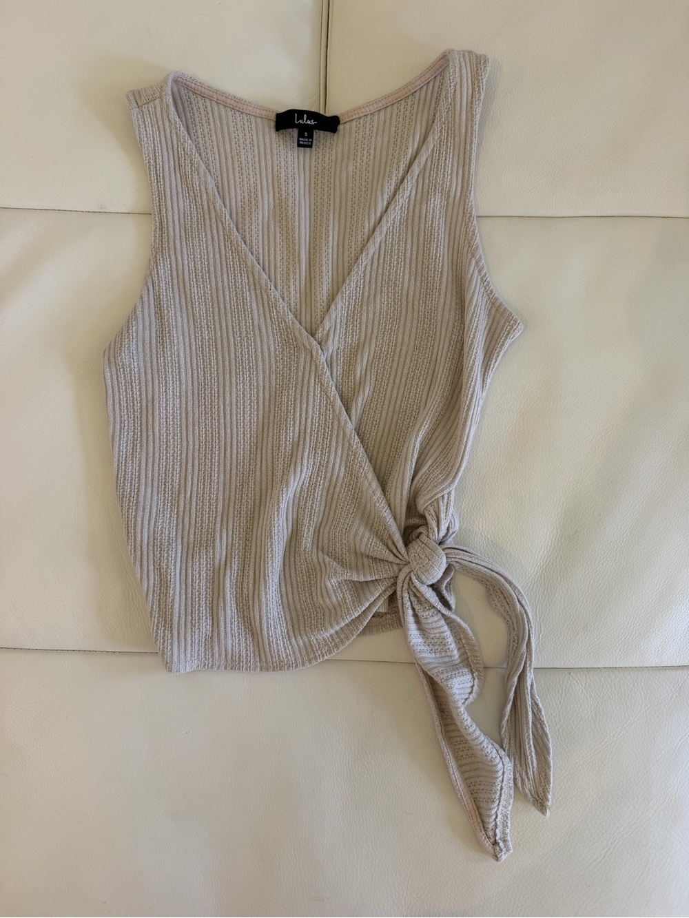 Lulu's Light Cream Ribbed Side-Tie Tank